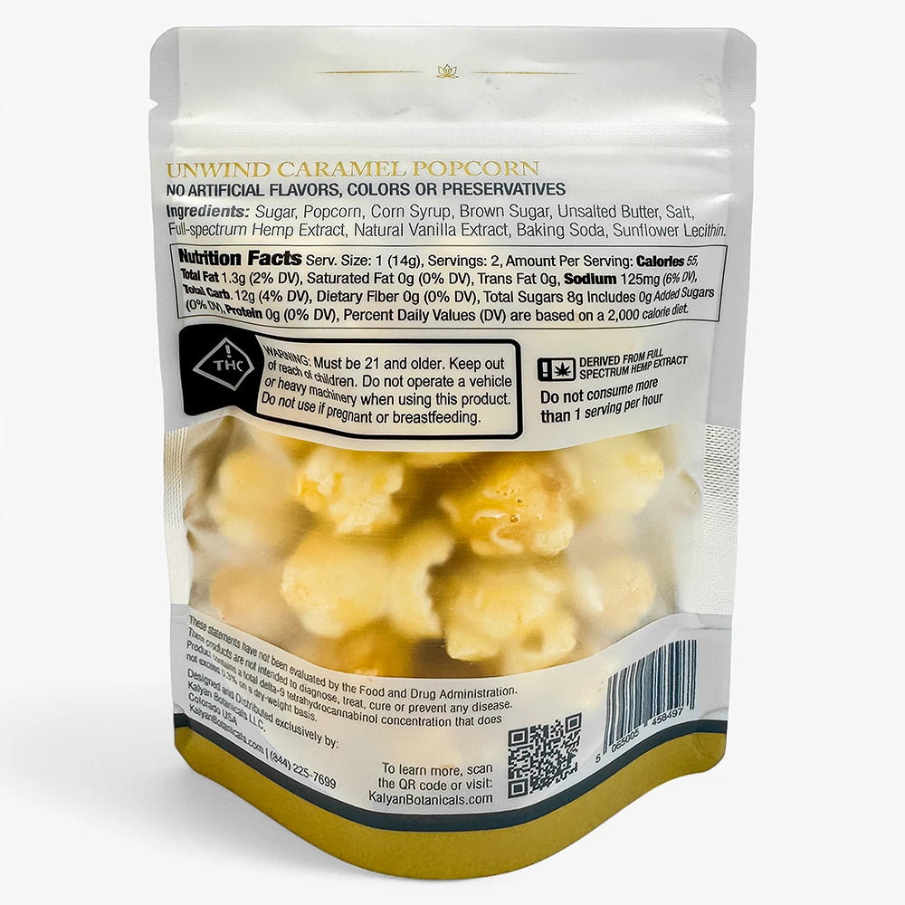 Unwind CBD Caramel Popcorn - 2 servings - 28g/1oz