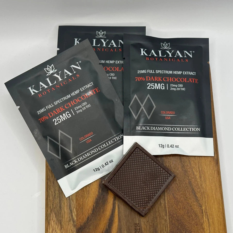 12 Pack - Full Spectrum CBD Dark Chocolate Squares (25 mg)