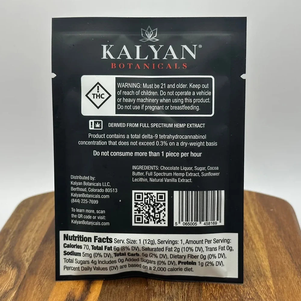 6 Pack Kalyan Black Diamond Collection Full Spectrum Dark Chocolate Squares