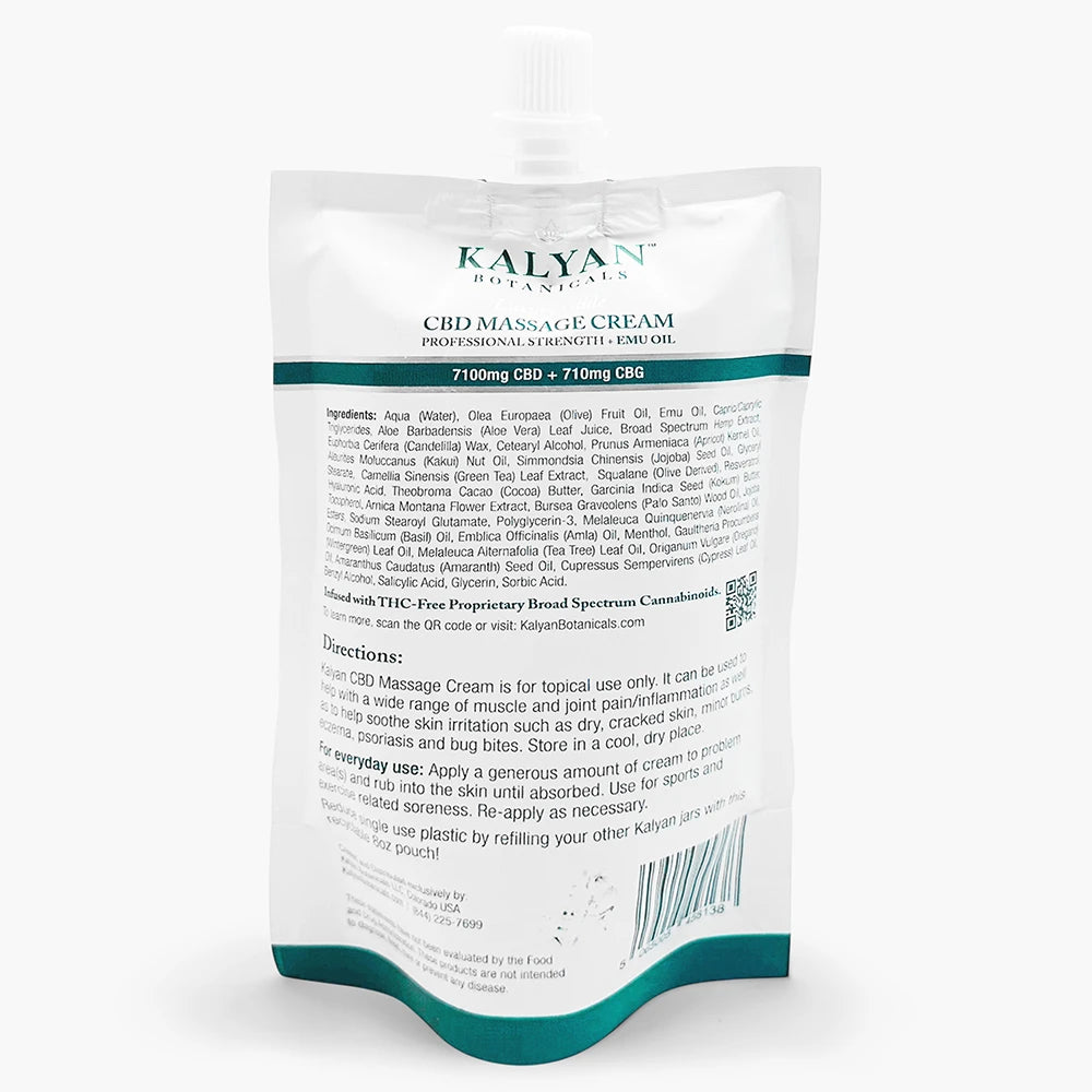 Kalyan CBD Massage Cream Refill (Total CBD 7100mg + CBG 710mg) 237ml/8oz
