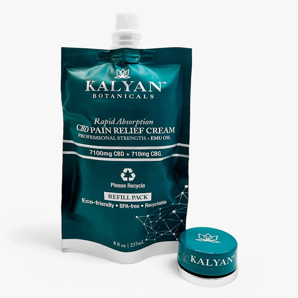 Kalyan CBD Pain Relief Cream (Total CBD 7100mg + CBG 710mg) 237ml  |  8oz Refill Pouch