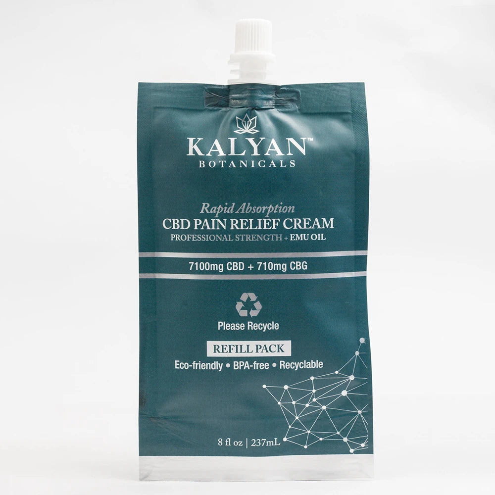Kalyan CBD Pain Relief Cream (Total CBD 7100mg + CBG 710mg) 237ml  |  8oz Refill Pouch