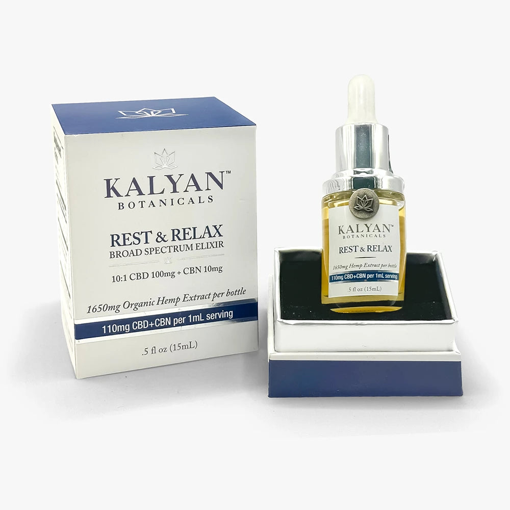 Rest & Relax Broad Spectrum Elixir 110mg/serving CBD+CBN 15 mL (Total 1650mg per bottle)