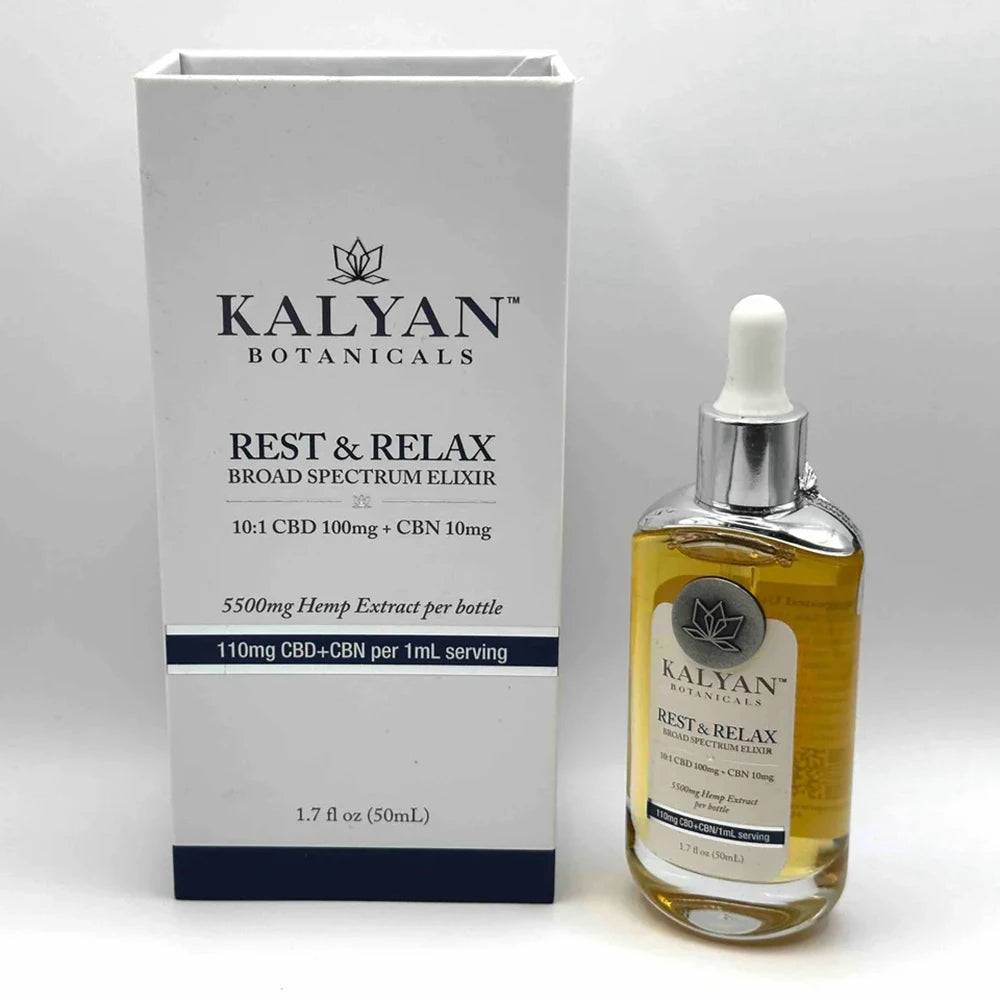 Rest & Relax Broad Spectrum Elixir 110mg/serving CBD+CBN 50 mL (Total 5500mg per bottle)